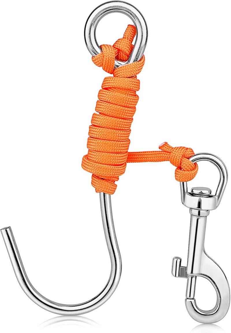 Pluzluce Scuba Diving Reef Hook for Drift Diving with 47" (120cm) Line + Marine Grade Swivel Stainless Steel Eye Bolt Snap Clip for Drift Diving, Scuba Divers, and Underwater Activities - Image 1